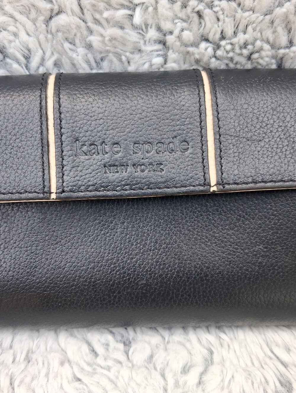 kate spade Black Leather Wallet with Cream Trim